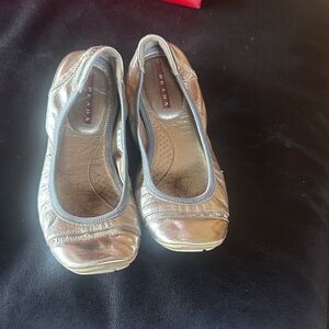 Prada Women's Metallic Gold Flats